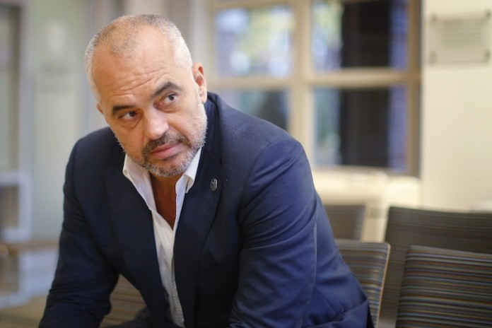 Prime Minister of Albania Edi Rama is interviewed by Reuters at the Kennedy School of Government at Harvard University in Cambridge, Massachusetts October 16, 2014.      REUTERS/Brian Snyder  (UNITED STATES - Tags: POLITICS EDUCATION)