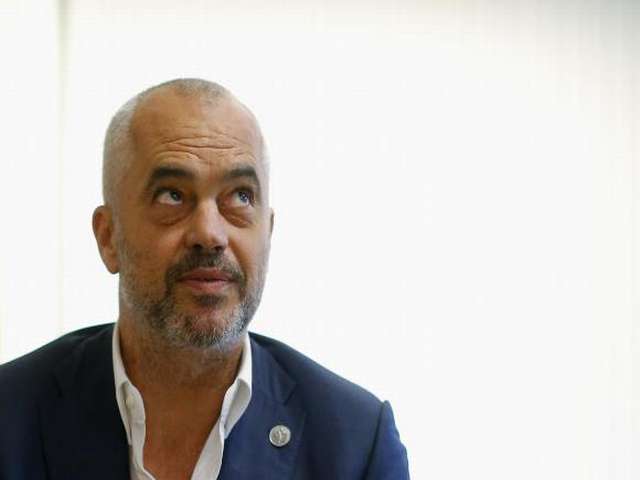 Prime Minister of Albania Edi Rama is interviewed by Reuters at the Kennedy School of Government at Harvard University in Cambridge, Massachusetts October 16, 2014. REUTERS/Brian Snyder