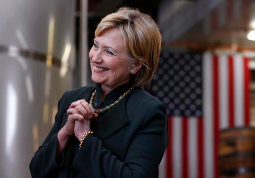 Democratic presidential candidate Hillary Clinton listens during a campaign stop at Jackie O's Production Brewery and Tap Room in Athens, Ohio, Tuesday, May 3, 2016. (AP Photo/Paul Sancya)